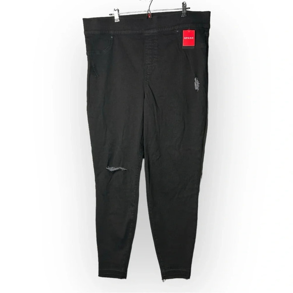 Spanx  Black Distressed Pull On Jeans 3X - Picture 2 of 6